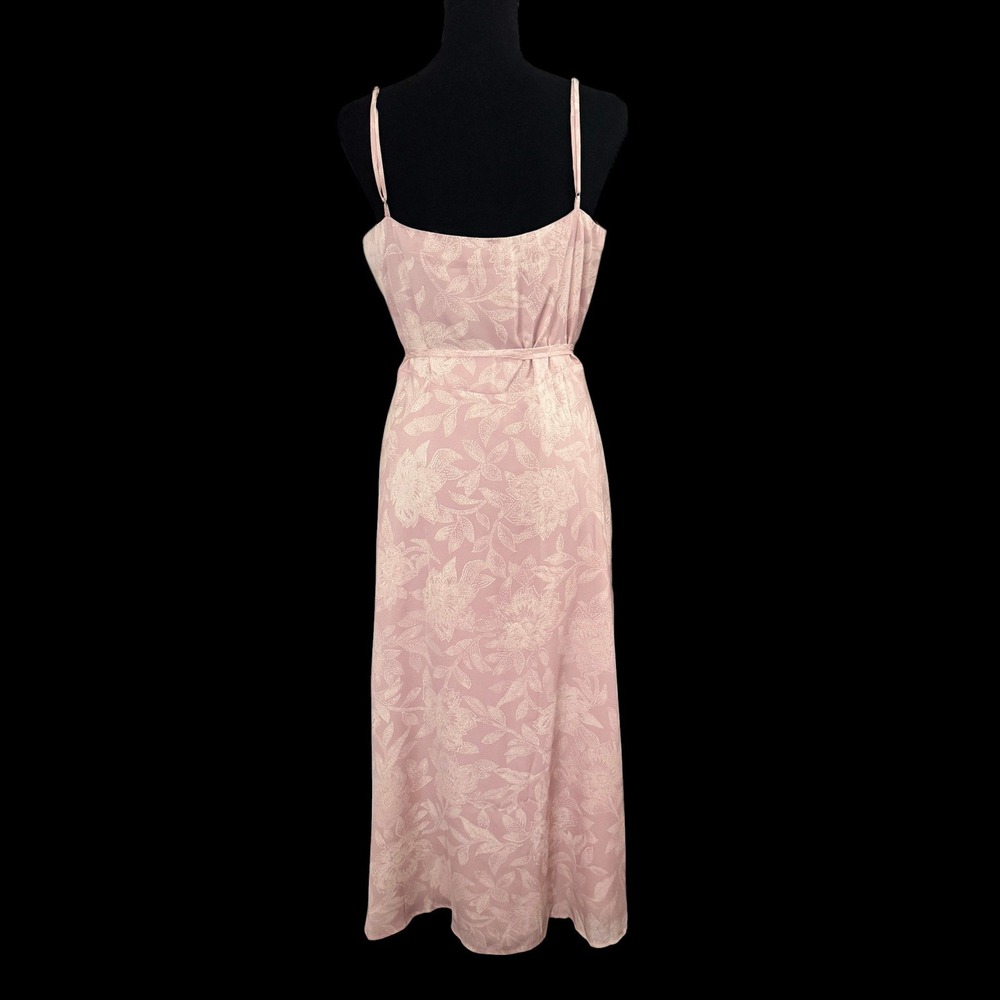 Madewell (Re)sourced Crepe Cami Wrap Dress L Pink Pindot Blooms Soft Girl Dainty - Picture 2 of 6